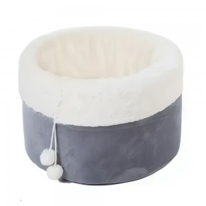 М'яка лежанка будиночок з іграшкою для кішок і собак L 57 х 33 см кругла ліжечко для тварин Сірий (626)