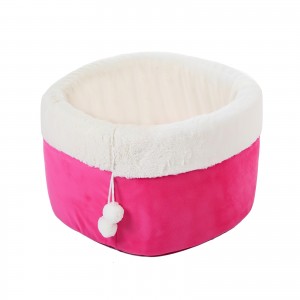 М'яка лежанка будиночок з іграшкою для кішок і собак L 57 х 33 см кругла ліжечко для тварин Рожевий (626)