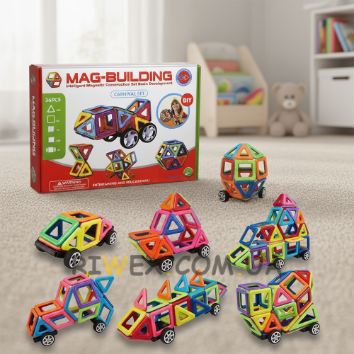 Универсальная развивающая игрушка магнитный конструктор Mag Building, 36 деталей (509)
