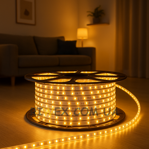 Декоративная светодиодная (LED) лента 2835×60 шт.; 4,8 Вт/м IP67 220В 50м Теплый белый (YAB)