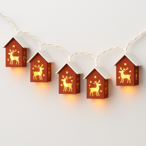 Світлодіодна гірлянда Червоні будиночки від USB 3 м 20 світлодіодів, Тепле біле світіння (ARSH) 