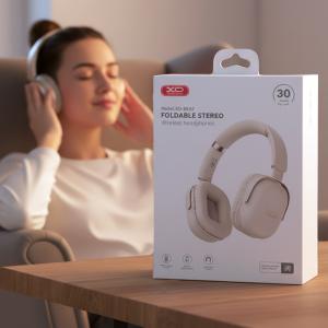 Безпроводові Bluetooth навушники XO BE42 Scarlet Metal Stand накладні з мікрофоном, Бежевий (AX)