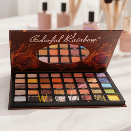 Тіні для повік "Colorful Rainbow" палетка на 40 відтінків, суха текстура (AX)