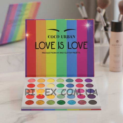 Тіні для повік "Love is Love" палетка на 35 відтінків, суха текстура (AX)