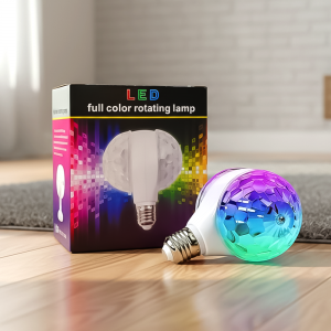 Світлодіодна диско-лампа E27 з обертанням, різнокольорові промені, динамічне світло (YAB)