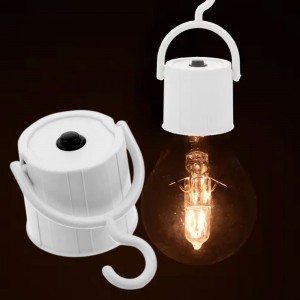 Патрон для акумуляторної лампочки E27 з кнопкою та гачком, білий Патрон для акумуляторної лампочки E27 з кнопкою та гачком, білий