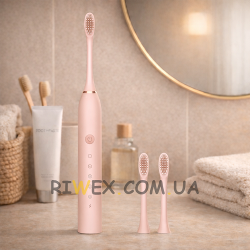 Електрична акумуляторна зубна щітка Sonic IPX7 X-3 500 mAh 1.5W Рожева