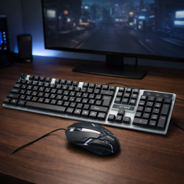 Комплект мембранная клавиатура и мышка XSTRIKE X-1014 Клавиатура + Мышь RGB подсветкой USB (206)