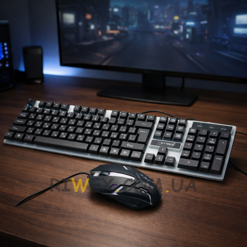Комплект мембранная клавиатура и мышка XSTRIKE X-1014 Клавиатура + Мышь RGB подсветкой USB (206)
