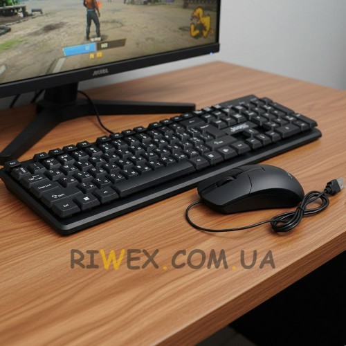 Комплект проводная мембранная клавиатура + 3D оптическая мышка от USB, JEDEL G18 (206)