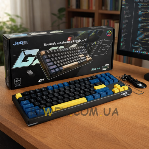 Бездротова механічна клавіатура з rgb підсвіткою JEDEL WKL-102 Tri-mode Type-C 88 keys (206)
