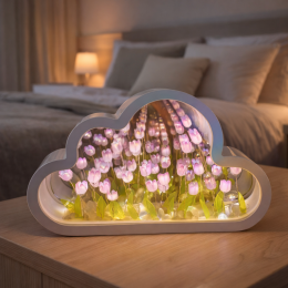 Набір для складання світлодіодний настільний нічник "Хмара і тюльпани" з дзеркалом (AX)