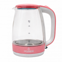 Електричний скляний прозорий чайник з підсвічуванням Crownberg CB-9410 2200 Вт 1,7 л Рожевий