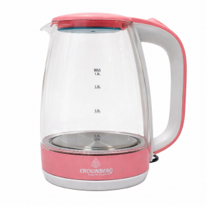 Електричний скляний прозорий чайник з підсвічуванням Crownberg CB-9410 2200 Вт 1,7 л Рожевий