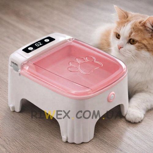 Годівниця Автоматична для котів та собак з герметичною кришкою та знімною чашею 23×16.5×11 см Рожевий (205)