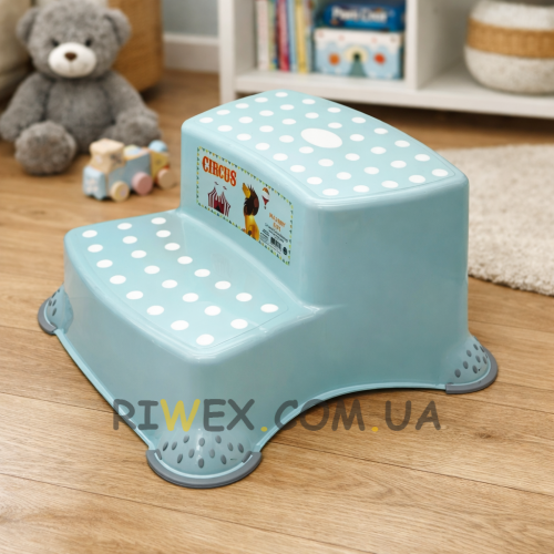Дитячий табурет підставка з нековзними гумками Irak Plastik СМ-520 Бірюзовий (DRK)