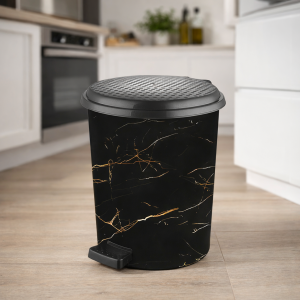 Смітникове відро для сміття з педаллю 6 л Туреччина Чорний мармур (DRK)