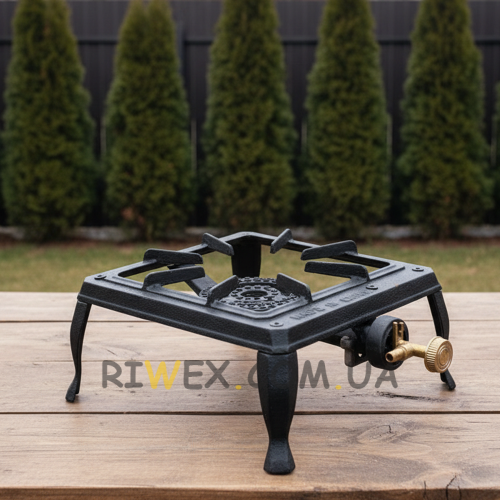 Потужна настільна газова плита ГБ-01 (3,5 кВт) P-1555 з чавунним пальником (JS)