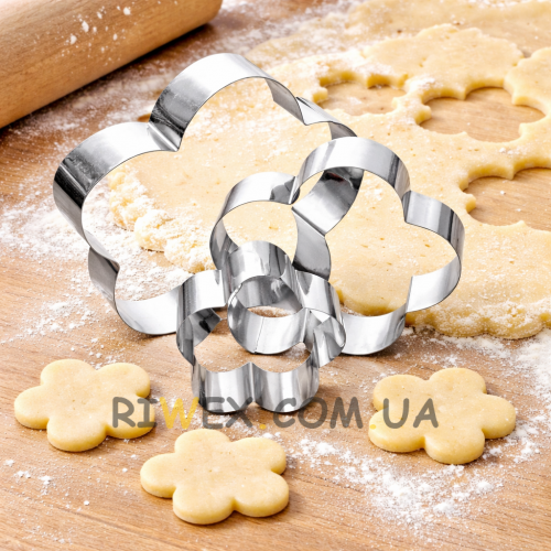 Набор форм из нержавеющей стали для печенья и пряников Empire EM-1237 «Цветок» 3шт (204)
