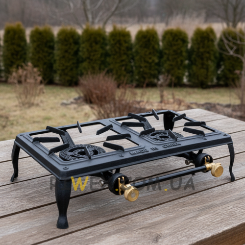 Потужна настільна газова плита ГБ-02 (3,5 кВт) P-1556 з чавунним пальником (JS)