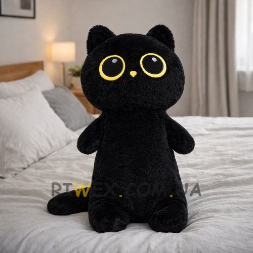 Дитяча м'яка плюшева іграшка Чорний кіт 60 см 360-T-9 (360T)