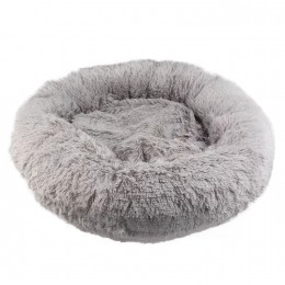 Пушистая круглая лежака пуфик для животных, собак, кошек MA819 50см Серый (ARSH)