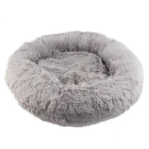 Пушиста кругла лежака пуфик для тварин, собак, кішок MA819 50см Сірий (ARSH)
