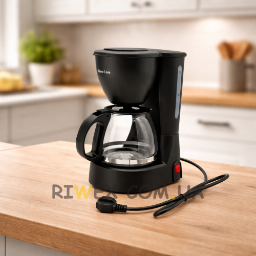 Капельная гейзерная кофеварка для приготовления ароматного кофе Silver Love WJ-9008 650 Вт Черная (ARSH)