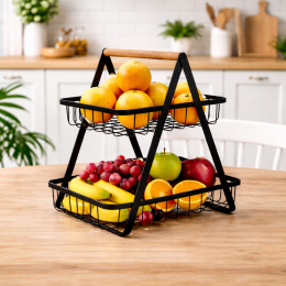 Металевий кошик-органайзер 2 яруса для фруктів, овочів і спецій (SHAF)