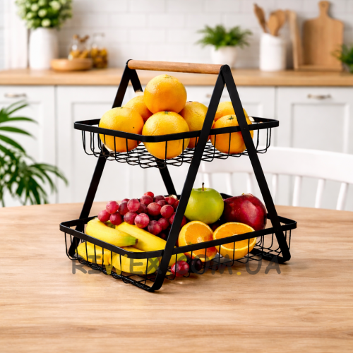 Металевий кошик-органайзер 2 яруса для фруктів, овочів і спецій (SHAF)