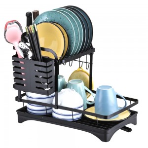 Двоярусна настільна кухонна сушарка для посуду з нержавіючої сталі з піддоном MJ-2040 (SHAF)