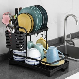Двухъярусная настольная кухонная сушилка для посуды из нержавеющей стали с поддоном MJ-2040 (SHAF) Двухъярусная настольная кухонная сушилка для посуды из нержавеющей стали с поддоном MJ-2040 (SHAF)