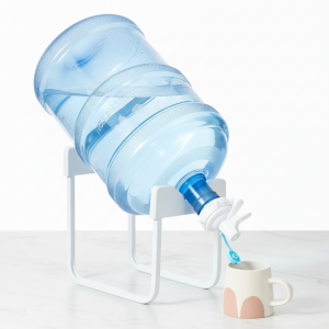 Наклонная подставка для бутыля 19 л, с краном металлическая, для дома, офиса, дачи, кафе, Белая (SHAF)