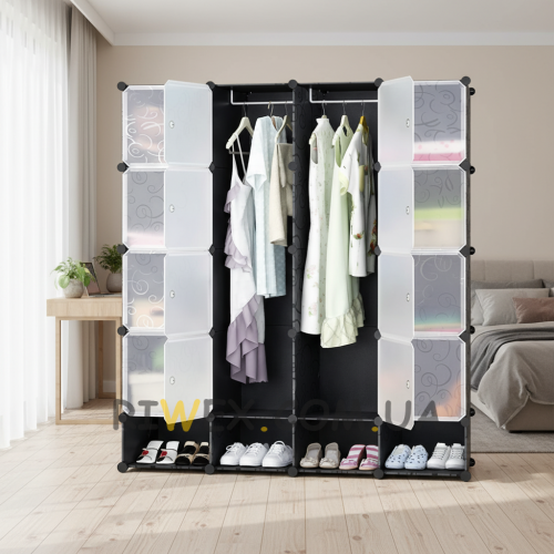 Пластикова шафа для речей збірна Storage rack 416-82A на 14 відсіків (SHAF)