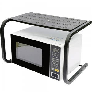 Полиця-органайзер Kitchenware для кухні над мікрохвильовкою (чорна, двоярусна) (SHAF)