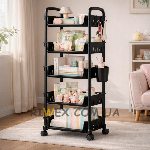 Металевий органайзер-етажерка на коліщатках 5 ярусів (SHAF)