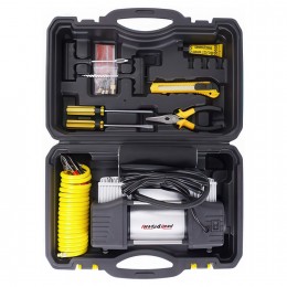 Автомобільний акумулятолрний компресор з набором інструментів у кейсі  MA608 Чорний (ARSH)