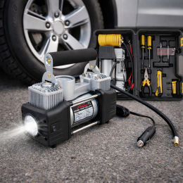 Автомобільний акумулятолрний компресор з набором інструментів у кейсі  MA608 Чорний (ARSH)