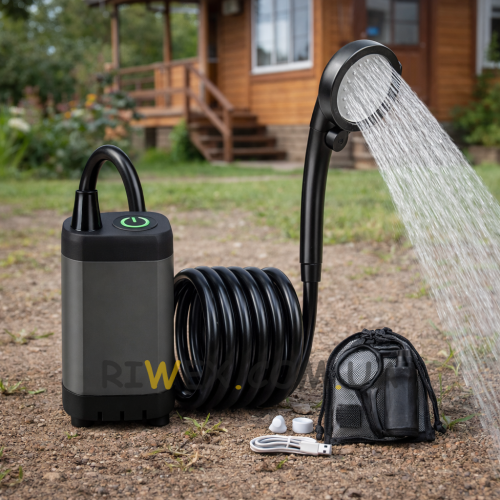 Портативный аккумуляторный душ с насосом и дисплеем температуры 2м 6000mAh Черный (ARSH)