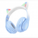 Беспроводные детские накладные наушники Bluetooth, складные HOCO W42 Cat Ears «Кошачьи ушки» Голубой (206/93708)
