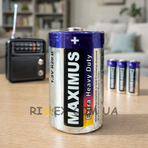 Сольова велика батарейка Maximus R20 D Size SUM1 1,5V (1 шт)