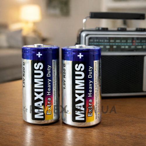 Сольова велика батарейка Maximus R20 D Size SUM1 1,5V (2 шт)