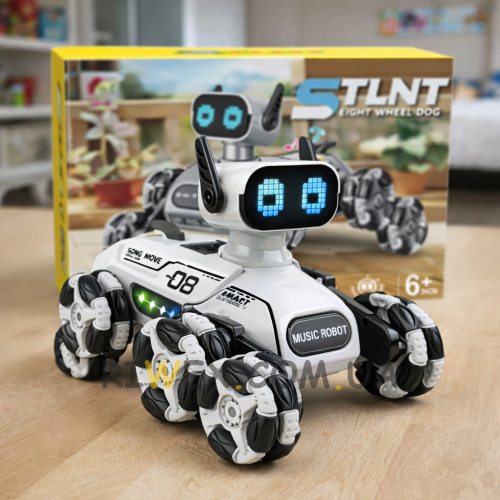 Інтерактивна іграшка восьмиколісний робот-собака з пультом керування CX-103 Білий (206)