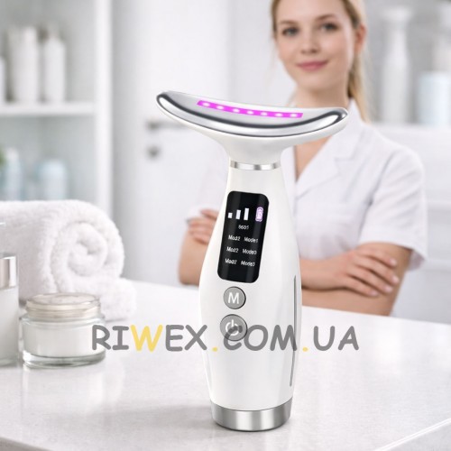 Масажний пристрій для світлодіодної терапії обличчя та шиї Neck Beauty Device 4581 3 рівня (509/4581)