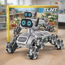 Интерактивная игрушка восьмиколесный робот-собака с пультом управления CX-103 Серый (206)