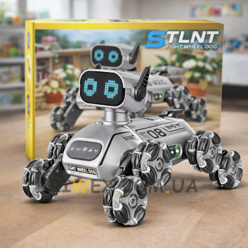 Інтерактивна іграшка восьмиколісний робот-собака з пультом керування CX-103 Сірий (206)