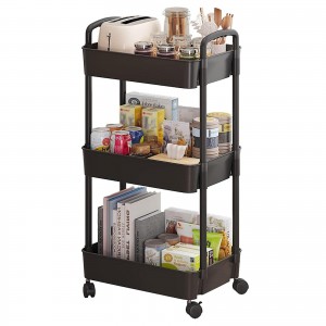 Металевий органайзер-етажерка поличка на коліщатках 3 яруси полиця