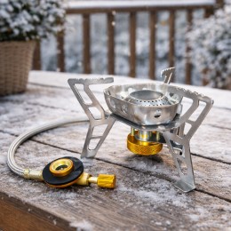 Пальник туристичний газовий YZ-9 з регулятором подачі та виносною системою підключення балона (TOL)