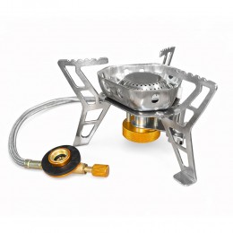 Пальник туристичний газовий YZ-9 з регулятором подачі та виносною системою підключення балона (TOL)