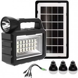 Сонячна станція-панель з ліхтарем та лампочками в комплекті 3шт CCLamp CL-28 80W 12V (TOL)
